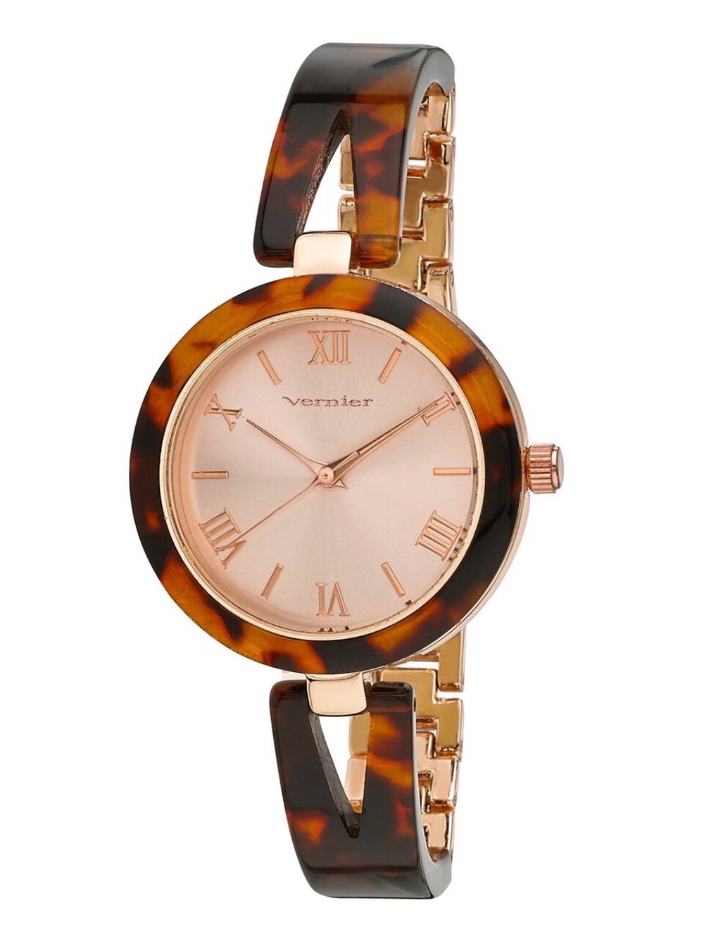 NIB 💞 Laura Ashley - Tortoise Alloy Women's Resin Half-Bangle Watch MSRP $395
